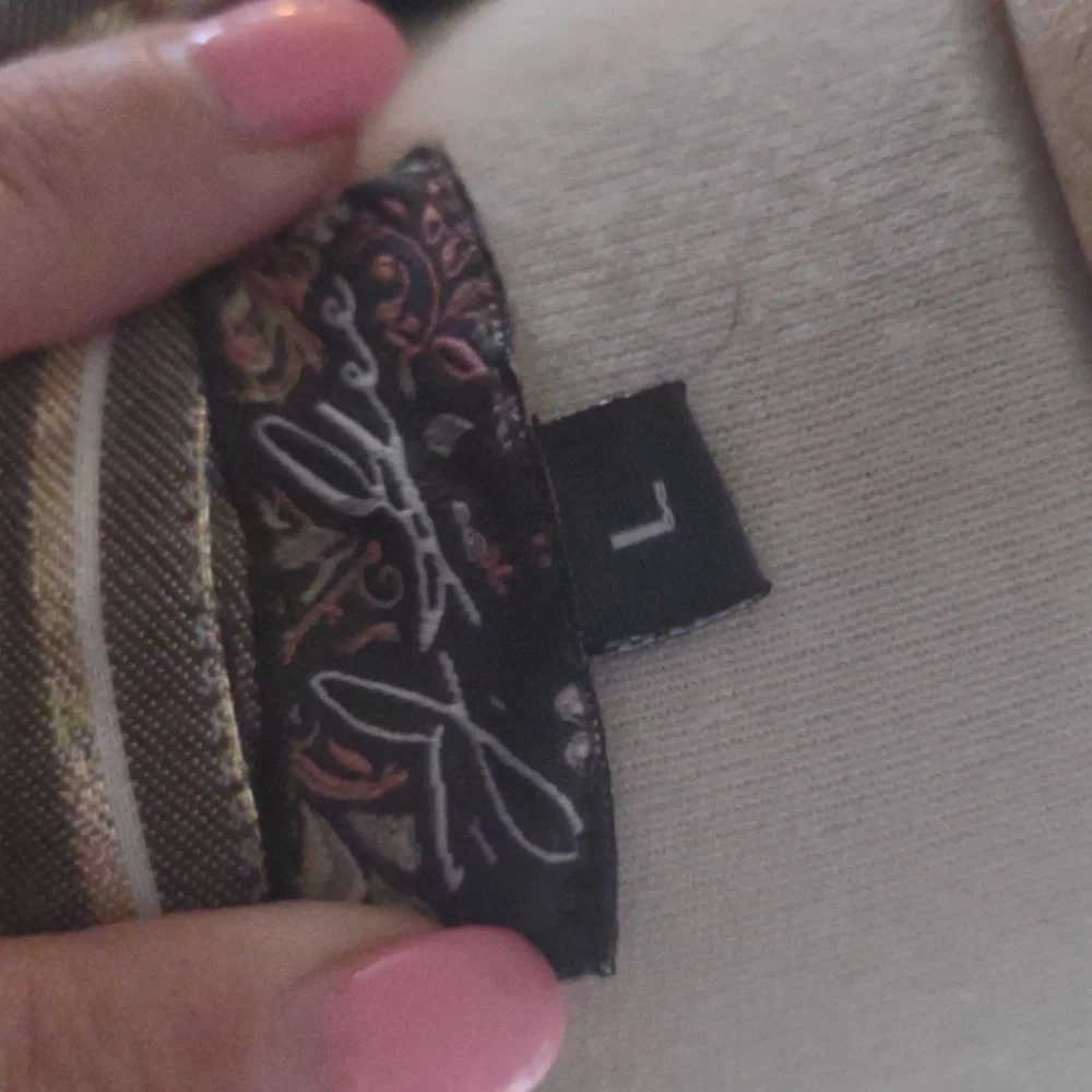 Size LG long sleeve adjustble cuff metallic button down midi dress grey/gold/sil - Picture 11 of 11